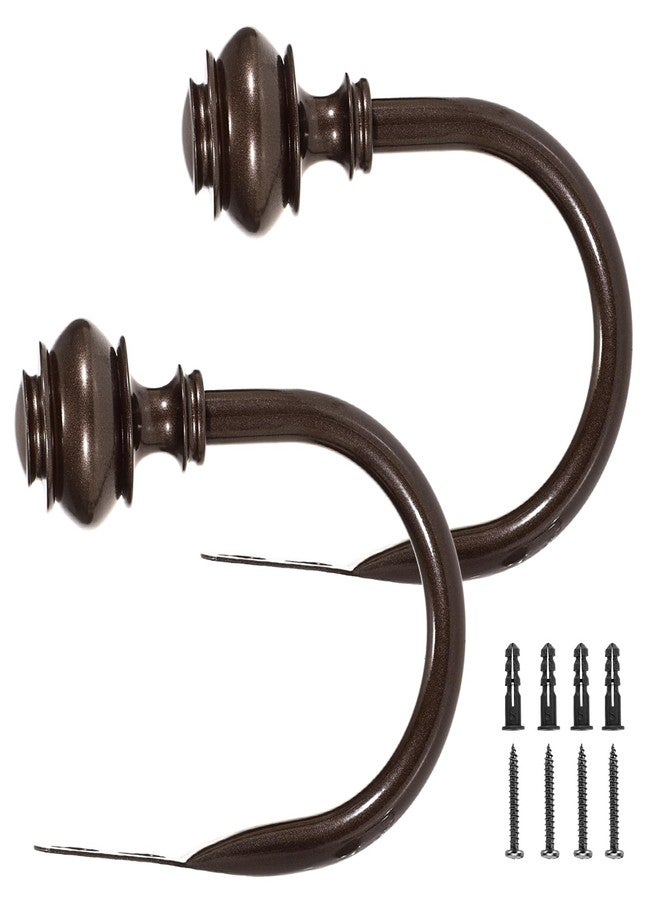 Hoowen 2Pcs Curtain Holdbacks, Heavy Duty Curtain Holders Wall Mounted, Vintage Curtains Pull Backs for Drapes, Metal Curtain Side Hooks Accessories for Window Bedroom Living Room Home Decor, Brown - Image 1